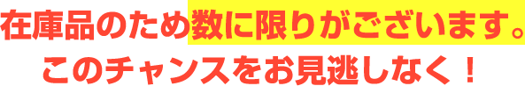 在庫品のため数に限りがございます。このチャンスをお見逃しなく！